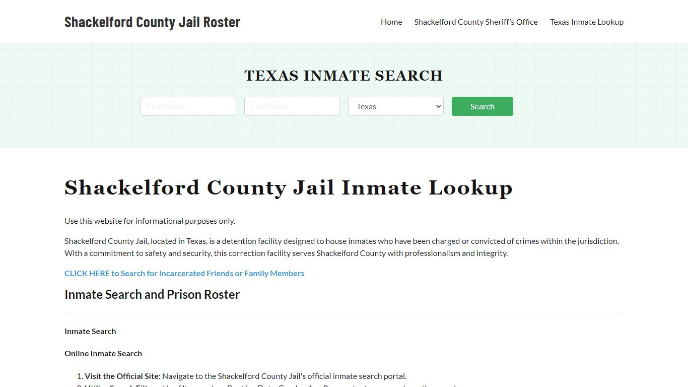 Shackelford County Jail Roster Lookup, TX, Inmate Search